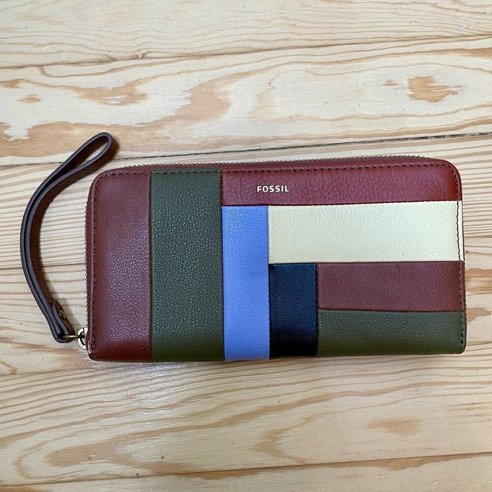 New‎ Fossil Patchwork Zip Around Wallet Clutch Le… - image 9